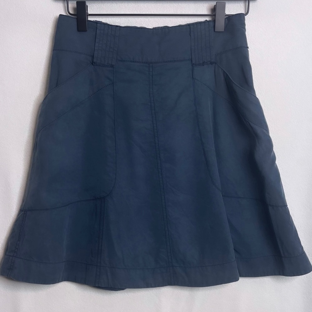 Blue Skater Skirt with Pockets and Belt Loops